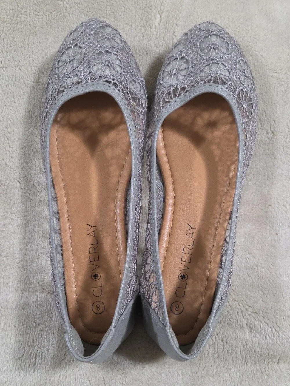 Cloverlay Women's Silver Lace Ballet Flats